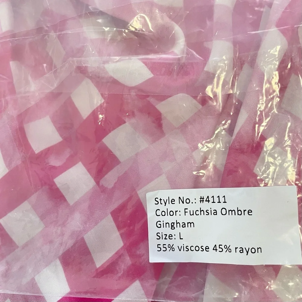 New Chloe Kristyn Gingham Satin Double Strap Cowl Neck Tank Top Pink Size Large - Picture 14 of 16